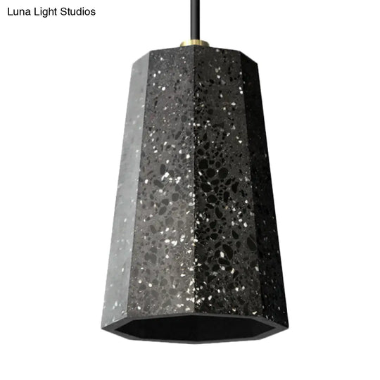 Terrazzo Nordic Pendant Light Kit - Polygon Restaurant Ceiling Lamp (1 Head) In Black/Red/Green