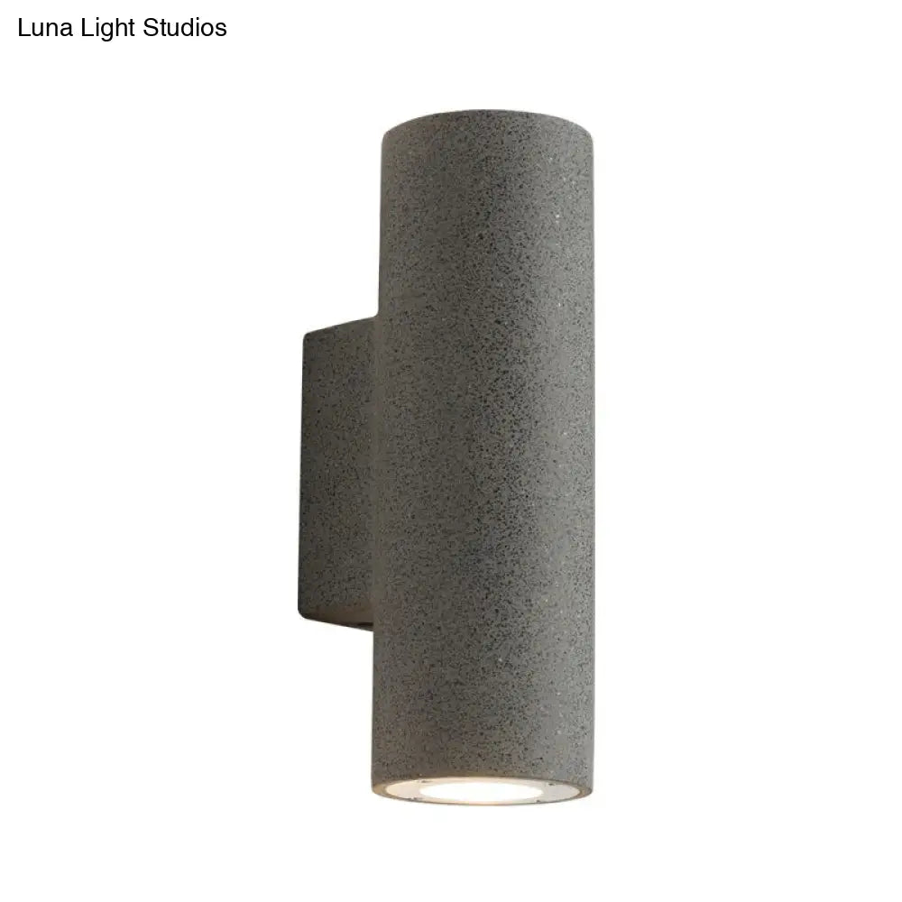 Nordic Terrazzo Shade Up/Down Wall Sconce With 2-Bulb Cylindrical Lamp For Stairs