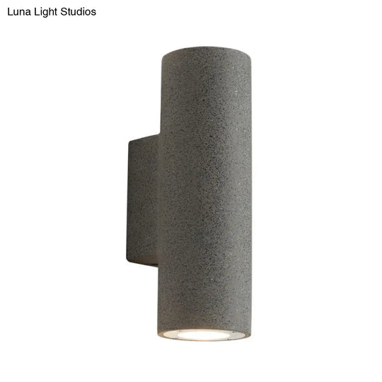 Nordic Terrazzo Shade Up/Down Wall Sconce With 2-Bulb Cylindrical Lamp For Stairs