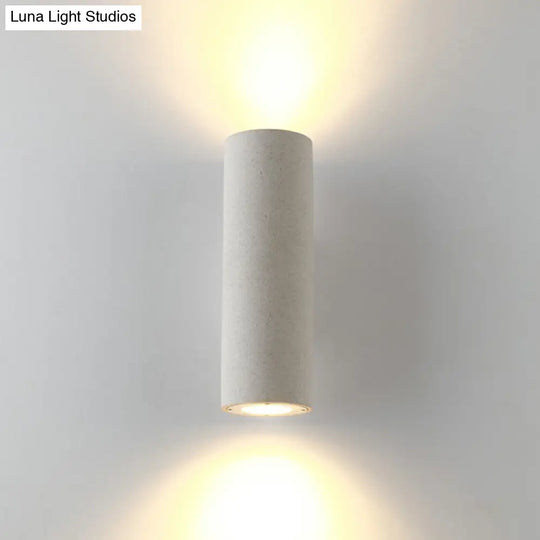 Nordic Terrazzo Shade Up/Down Wall Sconce With 2-Bulb Cylindrical Lamp For Stairs