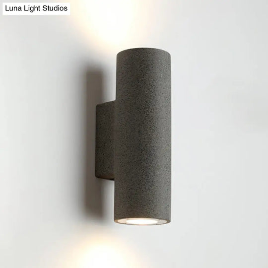 Nordic Terrazzo Shade Up/Down Wall Sconce With 2-Bulb Cylindrical Lamp For Stairs