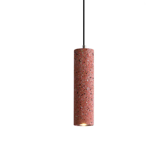 Nordic Terrazzo Tube Suspension Pendant Light With Led - Black/Red/Blue Ideal For Dining Room Red
