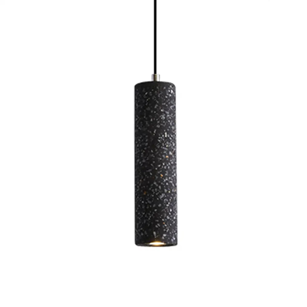 Nordic Terrazzo Tube Suspension Pendant Light With Led - Black/Red/Blue Ideal For Dining Room Black