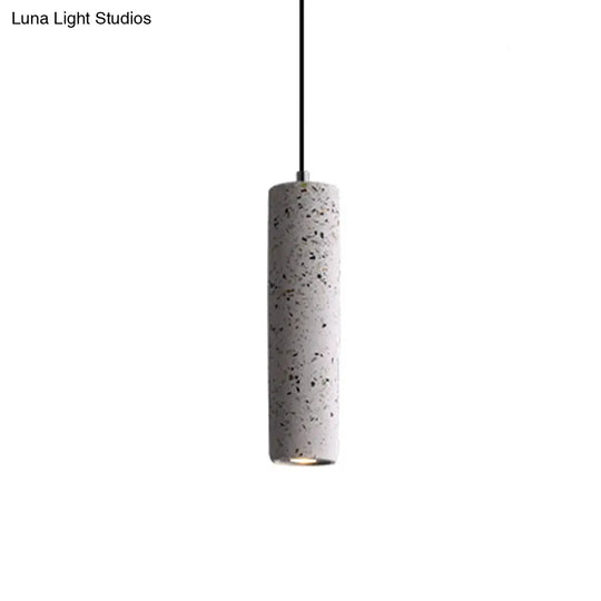 Nordic Terrazzo Tube Led Pendant Light - Stylish Hanging Lamp For Dining Room Black/Red/Blue