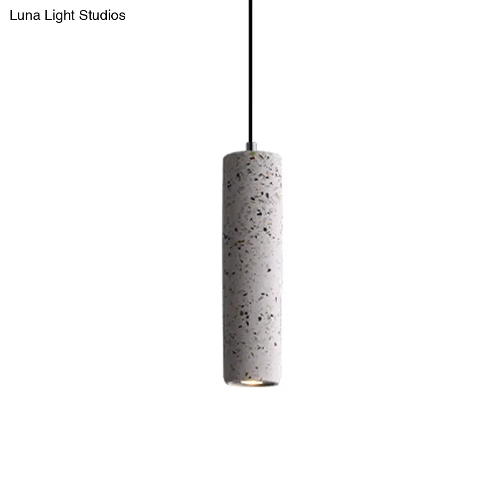 Nordic Terrazzo Tube Suspension Pendant Light With Led - Black/Red/Blue Ideal For Dining Room