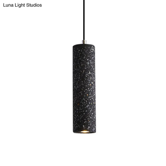 Nordic Terrazzo Tube Led Pendant Light - Stylish Hanging Lamp For Dining Room Black/Red/Blue Black