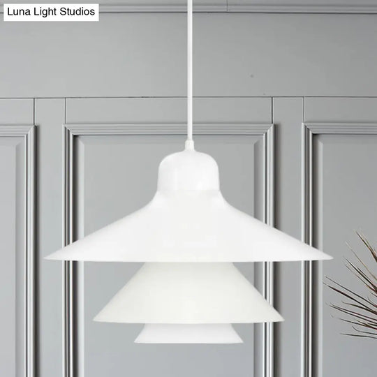 Nordic Style Tiered Cone Shade Pendant Light - Metal And Glass Gray/White/Red 1-Light Hanging