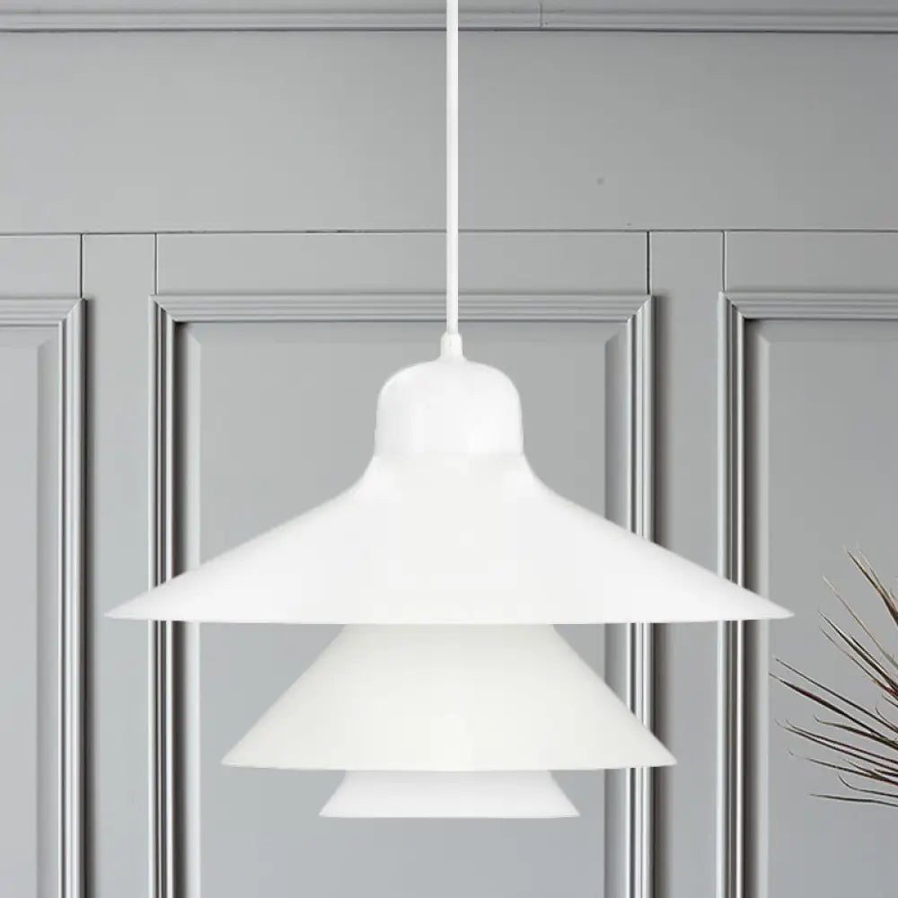 Nordic Tiered Cone Shade Pendant Light - Metal And Glass Gray/White/Red 1-Light Indoor Ceiling