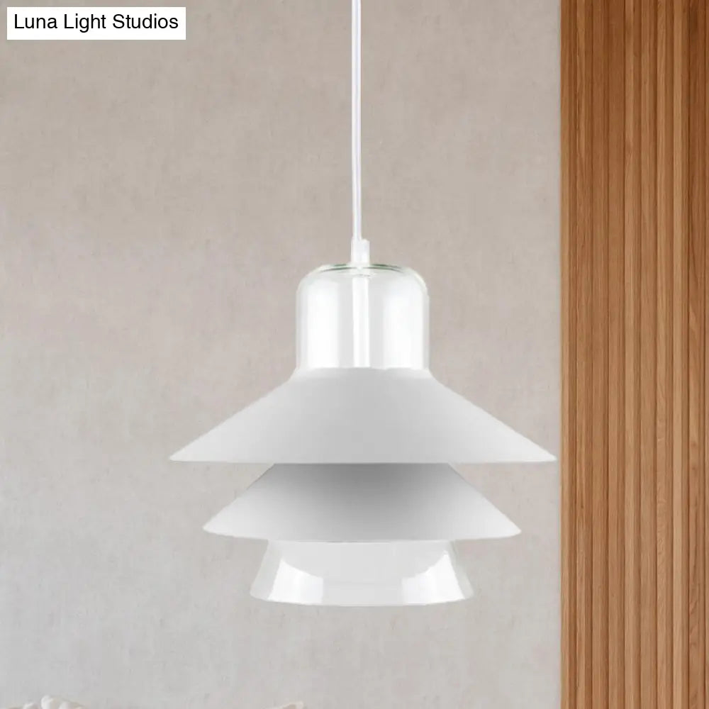 Nordic Style Tiered Cone Shade Pendant Light - Metal And Glass Gray/White/Red 1-Light Hanging