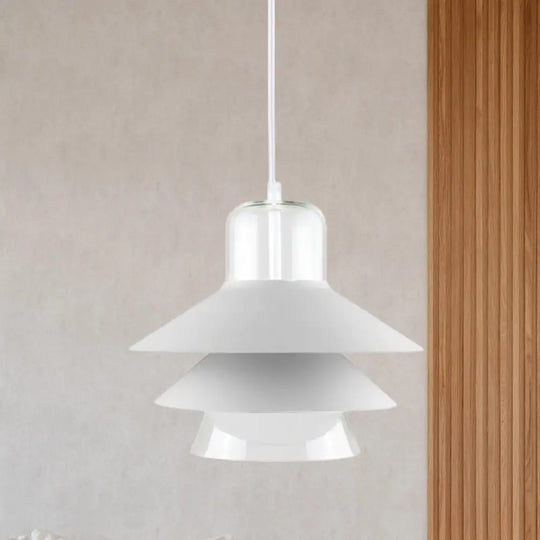 Nordic Tiered Cone Shade Pendant Light - Metal And Glass Gray/White/Red 1-Light Indoor Ceiling