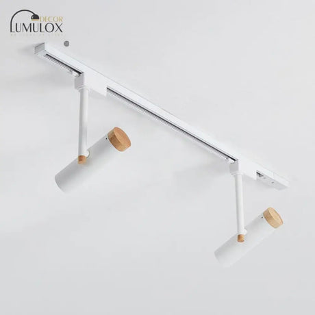 Nordic Tubular Metallic Spotlight With Wood Cap 2 / White Ceiling Lamp