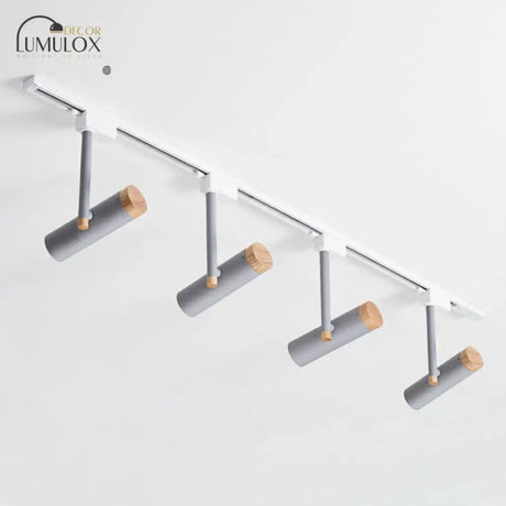 Nordic Tubular Metallic Spotlight With Wood Cap 4 / Grey Ceiling Lamp