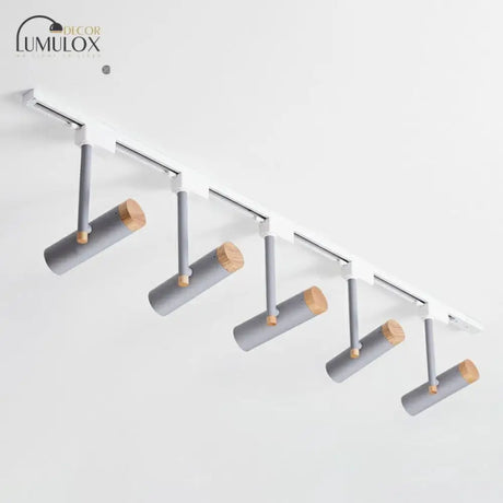 Nordic Tubular Metallic Spotlight With Wood Cap 5 / Grey Ceiling Lamp