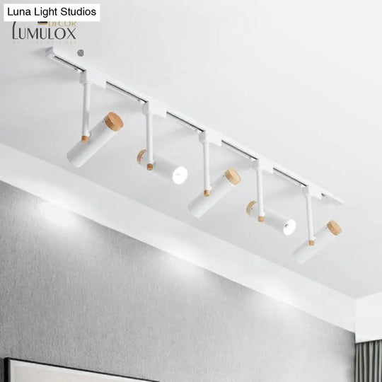 Nordic Tubular Metallic Spotlight With Wood Cap Ceiling Lamp