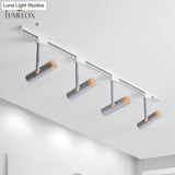 Nordic Tubular Metallic Spotlight With Wood Cap Ceiling Lamp