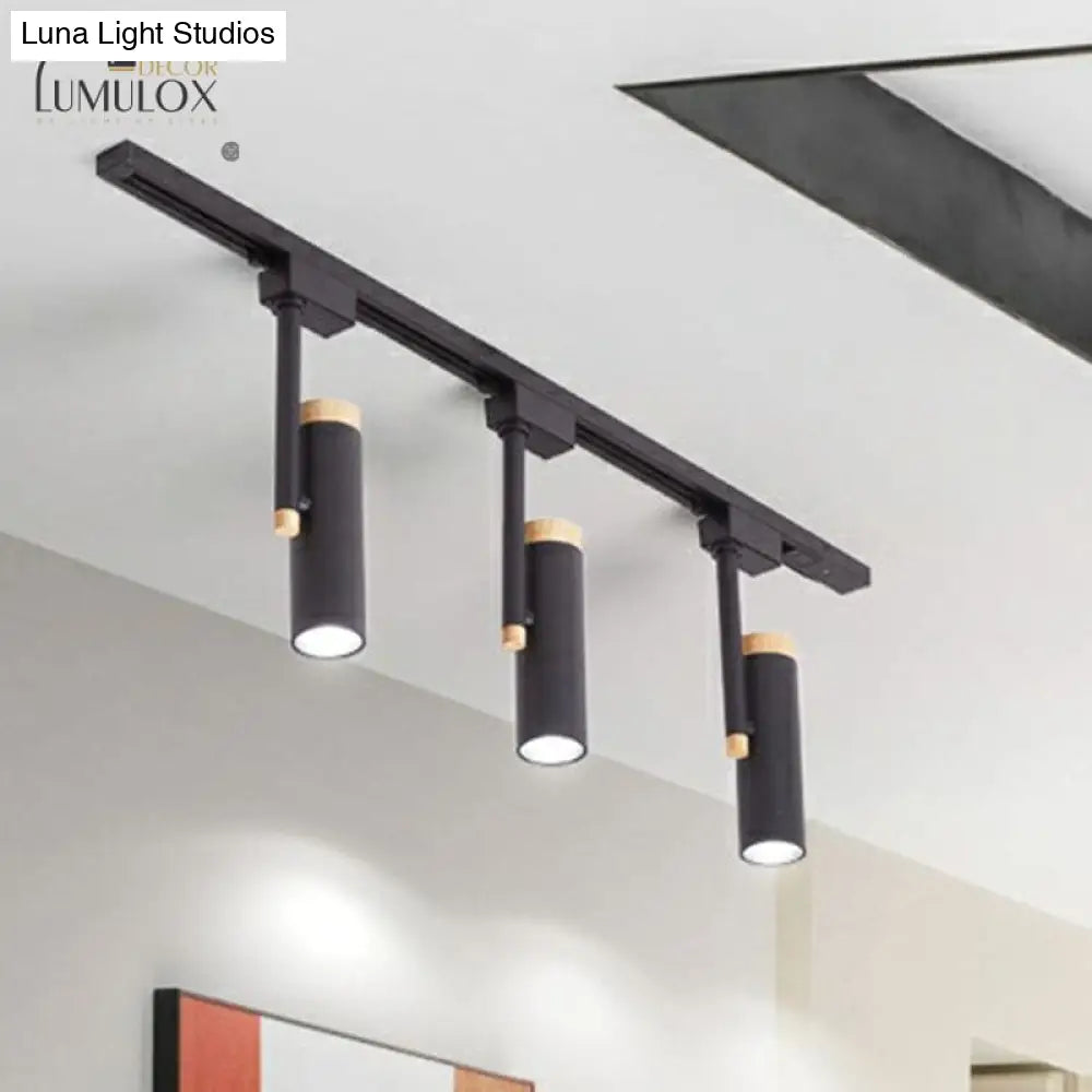 Nordic Tubular Metallic Spotlight With Wood Cap Ceiling Lamp