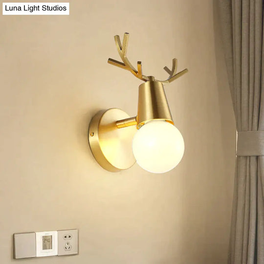 Nordic Wall Lamp Copper Antler Living Room Tv Background Creative Decoration Deer Children’s