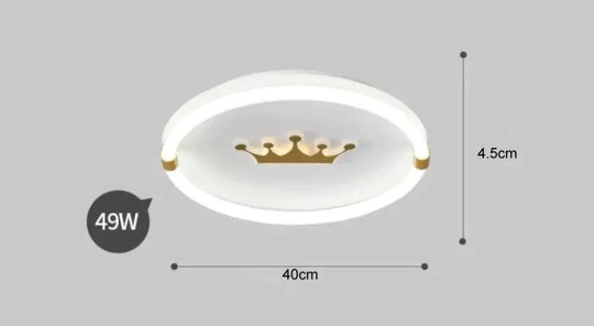 Nordic Warm Crown Master Bedroom Led Ceiling Lamp 40Cm Tricolor Light