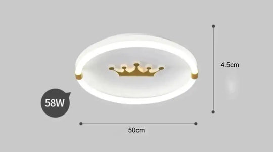 Nordic Warm Crown Master Bedroom Led Ceiling Lamp 50Cm Tricolor Light