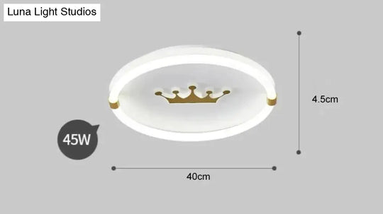 Nordic Warm Crown Master Bedroom Led Ceiling Lamp 40Cm White Light