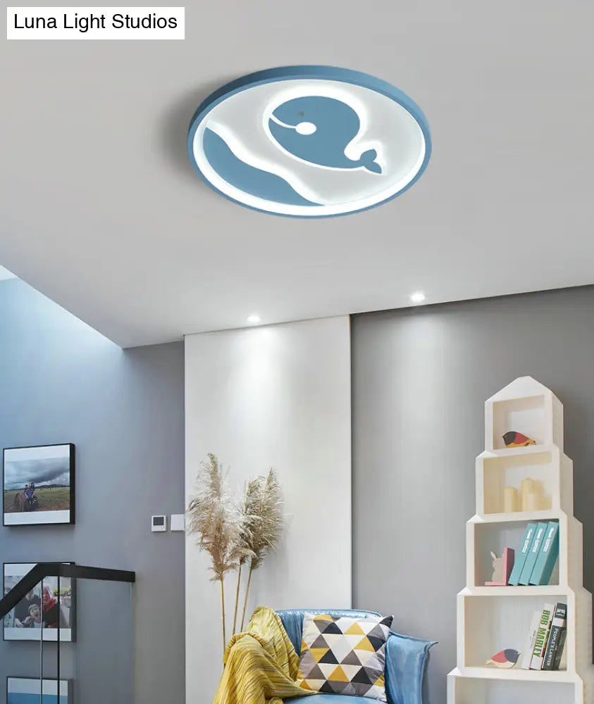 Nordic Whale Flush Mount Spotlight For Kids Bedroom - Metal Light Fixture