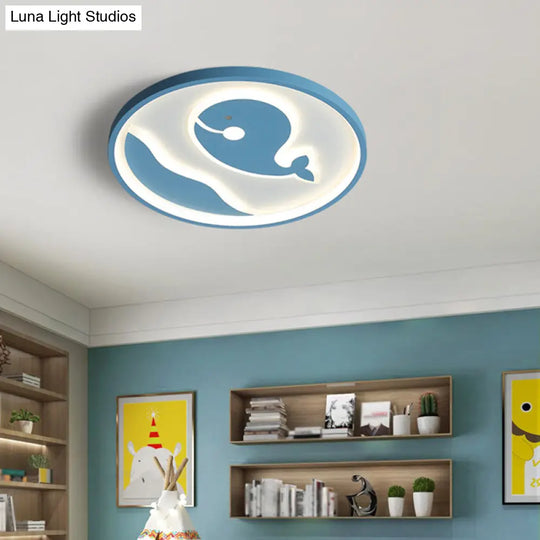 Nordic Whale Flush Mount Spotlight For Kids Bedroom - Metal Light Fixture