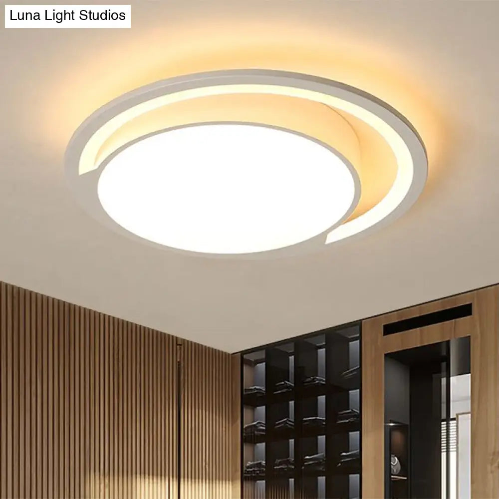 Nordic White Acrylic Round Flush Mount Ceiling Light Led For Bedroom Warm/White 16’/19.5’/23.5’ Dia.