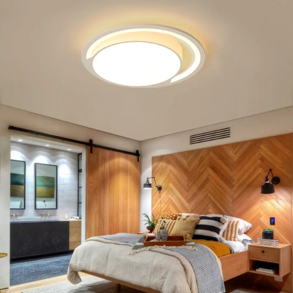 Nordic White Acrylic Round Flush Mount Ceiling Light Led For Bedroom Warm/White