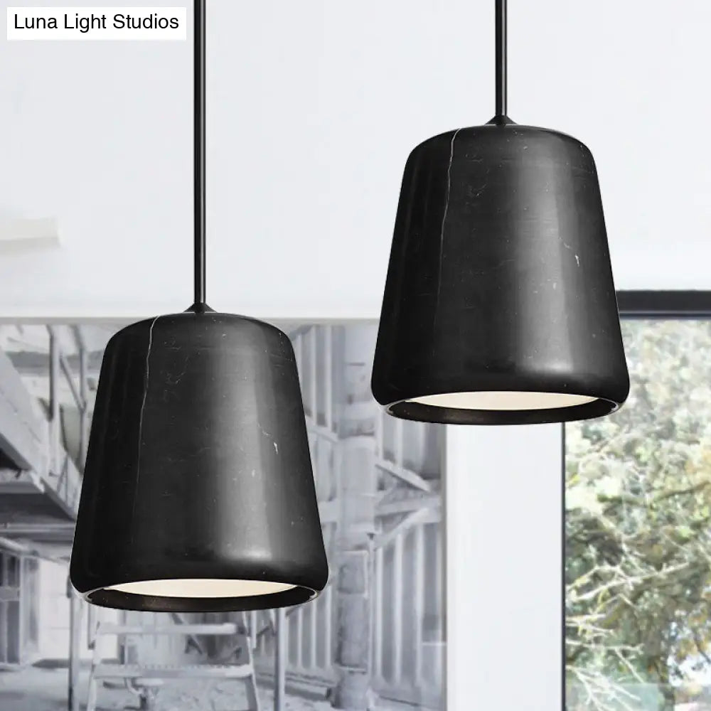 Nordic White/Black Hanging Lamp With Marble Shade - Ideal For Living Room Down Lighting