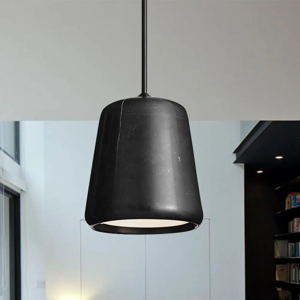 Nordic White/Black Hanging Lamp With Marble Shade - Ideal For Living Room Down Lighting Black