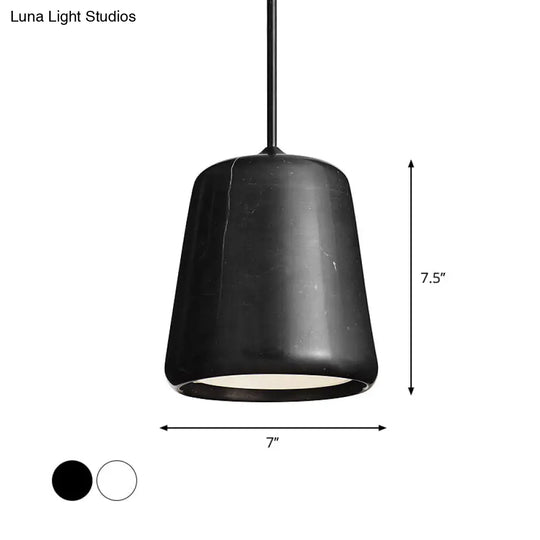 Nordic Bell Marble Hanging Lamp: 1-Head Down Lighting Fixture For Living Room In White/Black