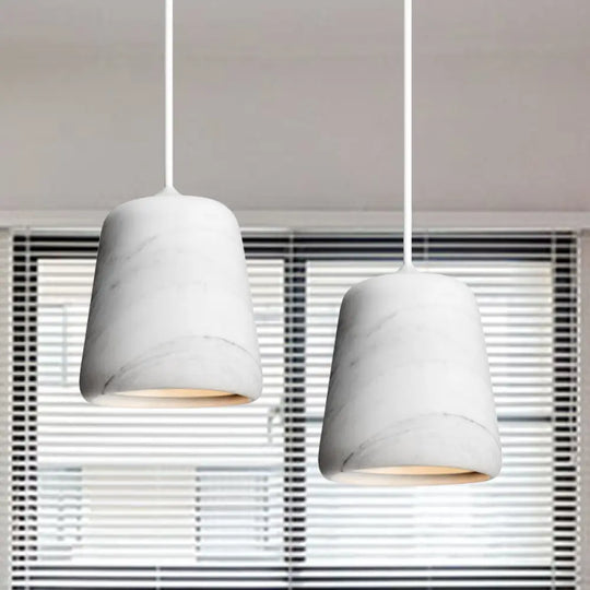 Nordic White/Black Hanging Lamp With Marble Shade - Ideal For Living Room Down Lighting White