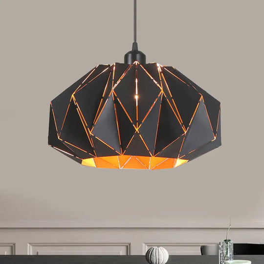 Nordic White/Black Pendant Lamp With Laser-Cut Iron Shade For Living Room Black