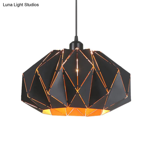 Nordic White/Black Pendant Lamp With Laser-Cut Iron Shade For Living Room