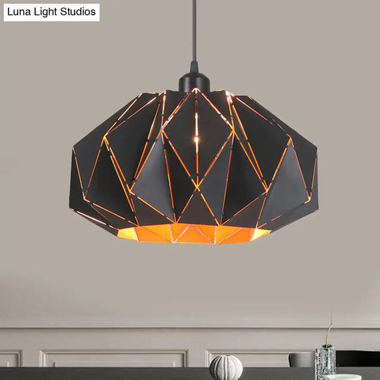Nordic White/Black Living Room Pendant Lamp With Laser-Cut Iron Shade Black