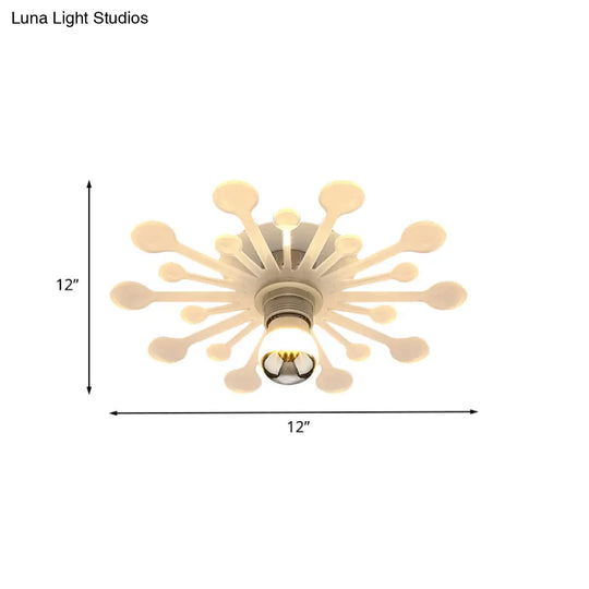 Nordic White Dandelion Led Semi Flush Ceiling Light With Acrylic Shade