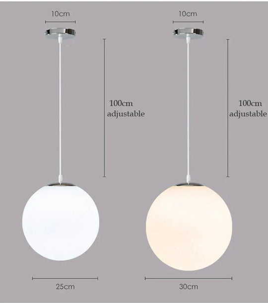 Nordic White Glass Ball Pendant Lights Modern LED Living Room Hanglamp Pendant Lamp Restaurant Bar Aisle Bubble Ball Luminaire