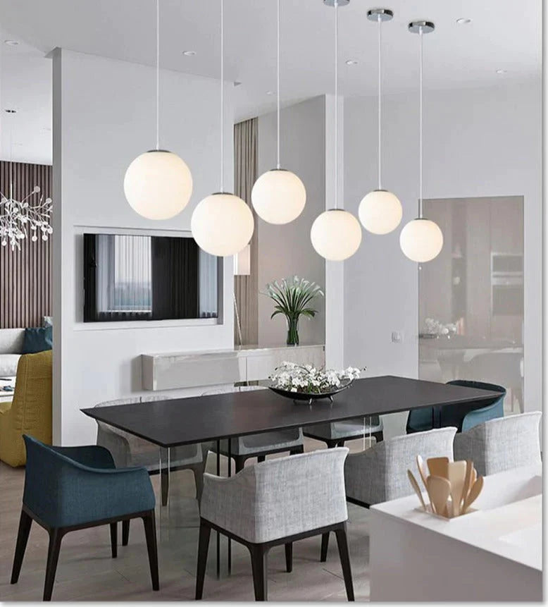 Nordic White Glass Ball Pendant Lights Modern LED Living Room Hanglamp Pendant Lamp Restaurant Bar Aisle Bubble Ball Luminaire