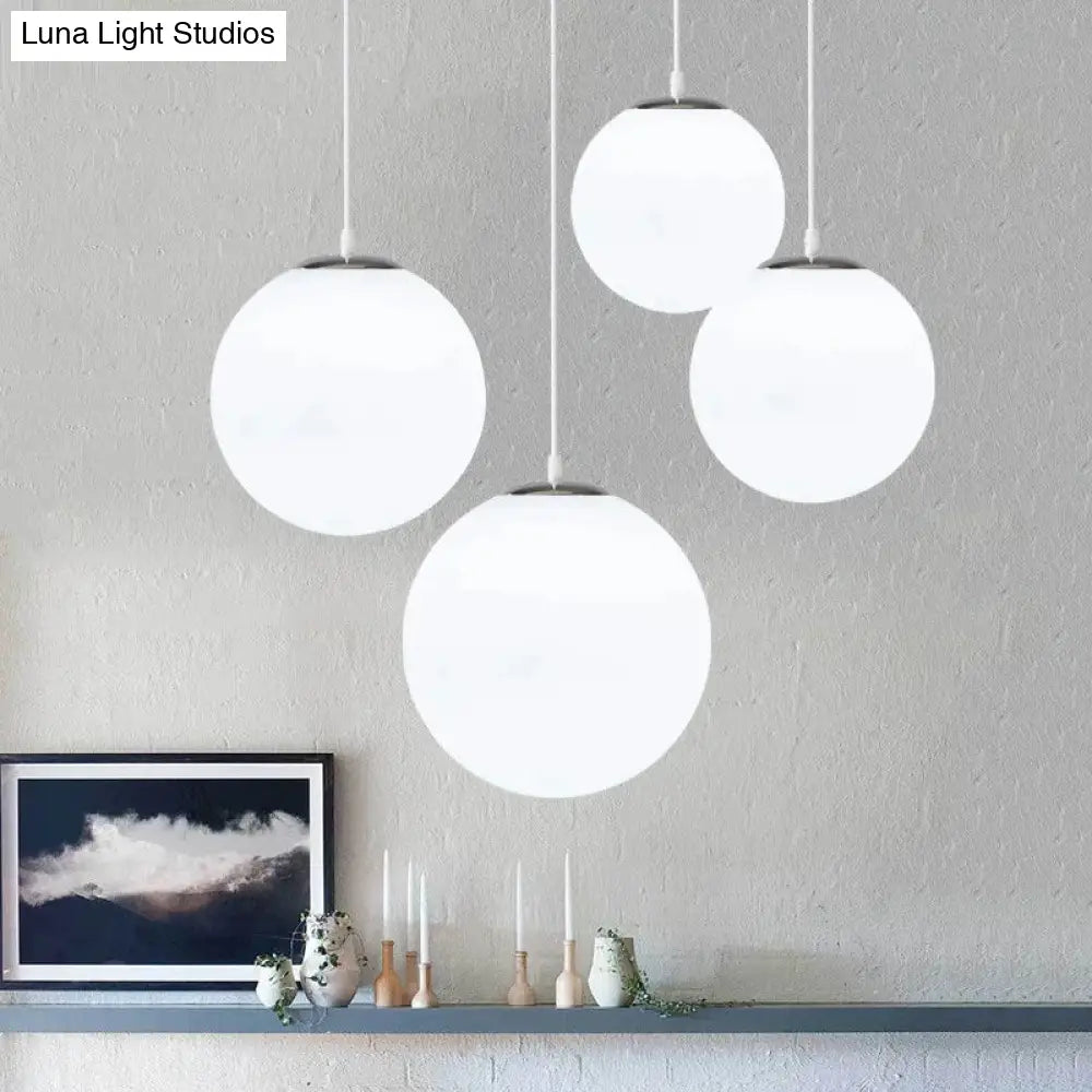 Nordic White Glass Ball Pendant Lights Modern Led Living Room Hanglamp Lamp Restaurant Bar Aisle