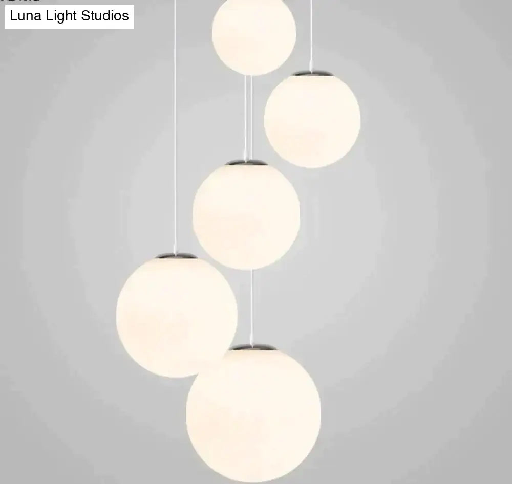 Nordic White Glass Ball Pendant Lights Modern Led Living Room Hanglamp Lamp Restaurant Bar Aisle