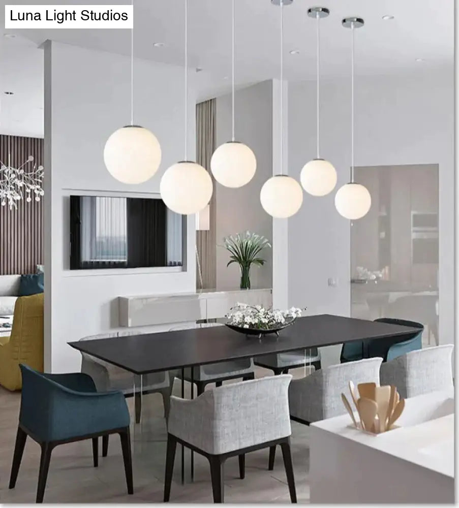 Nordic White Glass Ball Pendant Lights Modern Led Living Room Hanglamp Lamp Restaurant Bar Aisle