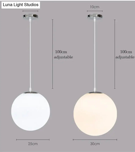 Nordic White Glass Ball Pendant Lights Modern Led Living Room Hanglamp Lamp Restaurant Bar Aisle