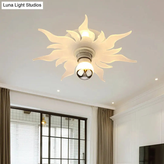 Nordic White Led Corridor Lamp With Sunflower Acrylic Shade - White/Warm Light Flush Mount Fixture /