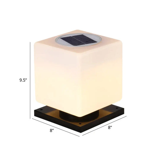 Nordic White Solar Led Street Light: Acrylic Cube Design For Yard / 8