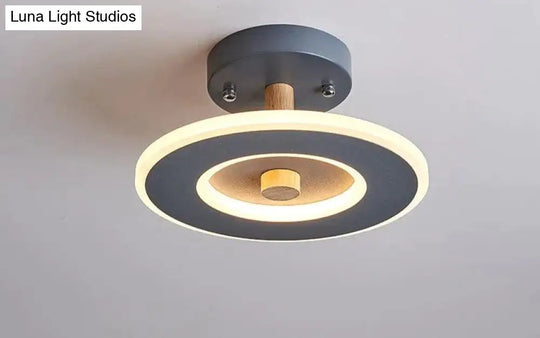 Nordic Wind Log Simple Creative Room Led Ceiling Lamp B Grey / Led Tricolor Light