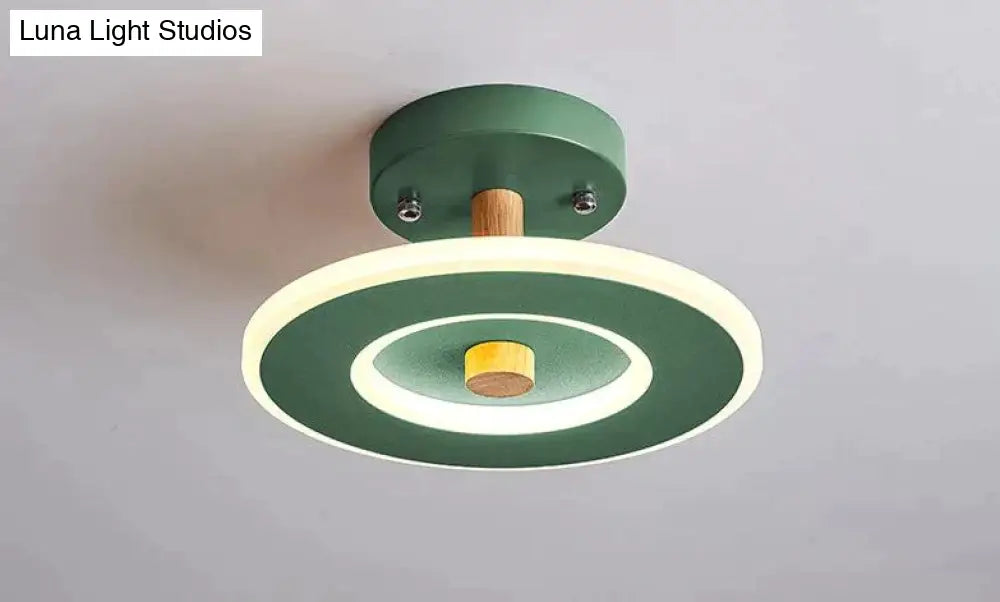 Nordic Wind Log Simple Creative Room Led Ceiling Lamp B Green / Led Tricolor Light