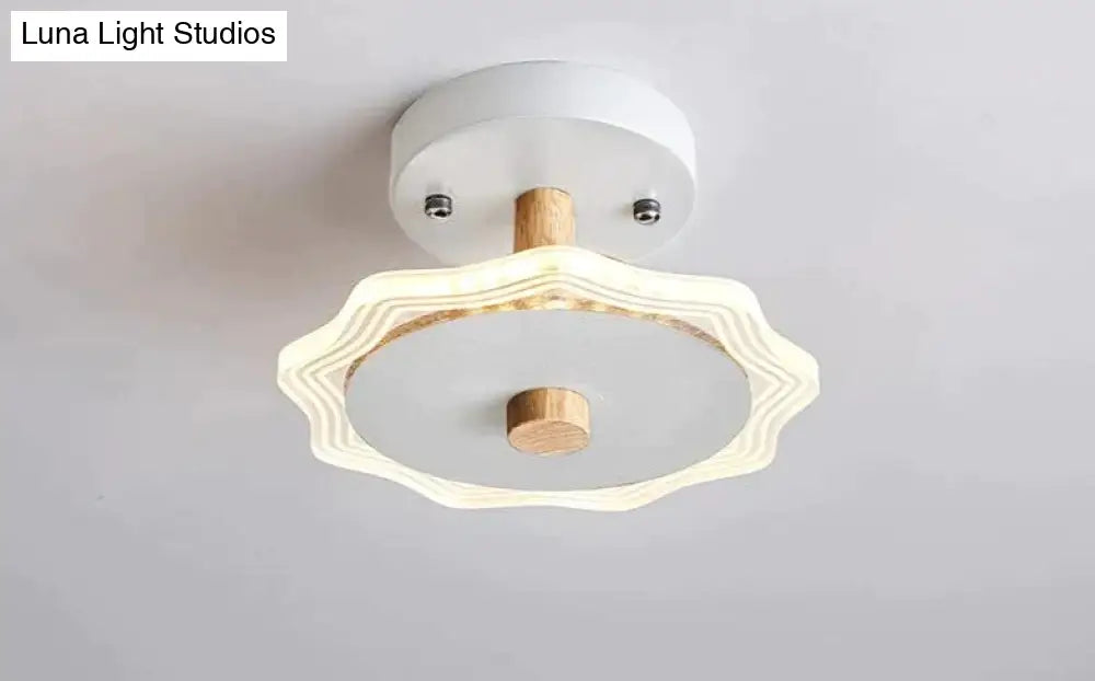 Nordic Wind Log Simple Creative Room Led Ceiling Lamp A White / Led Tricolor Light