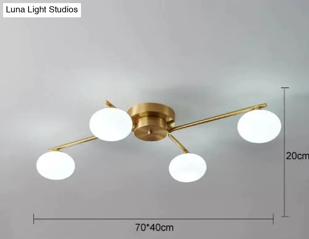 Nordic Wind Pentagon Living Room Bedroom Lamp Copper Ceiling 4 Milky White / Without Light Bulbs