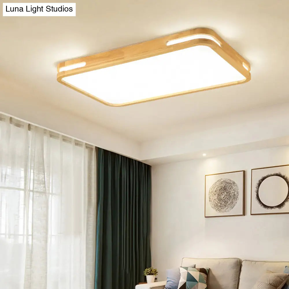 Nordic Wood Flush Mount Led Ceiling Light For Living Room