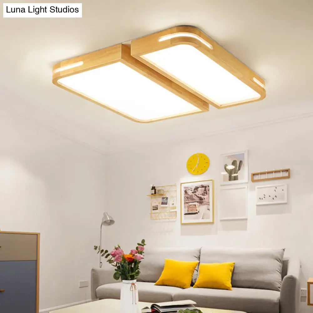 Nordic Wood Flush Mount Led Ceiling Light For Living Room 2 / Natural